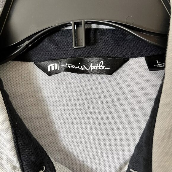 Travis Mathew Mens Large Golf Polo Performance Shirt Pocket Salad Days Gray Blue - Picture 4 of 10